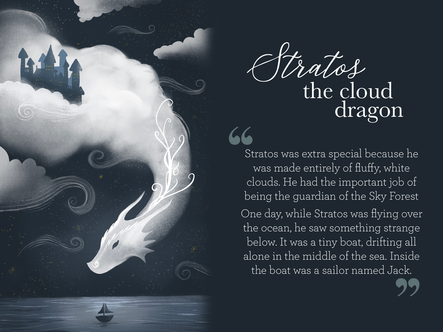 Stratos, the cloud dragon / Wall art with bedtime story