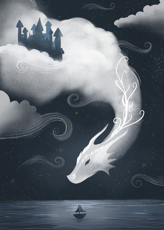 Stratos, the cloud dragon / Wall art with bedtime story