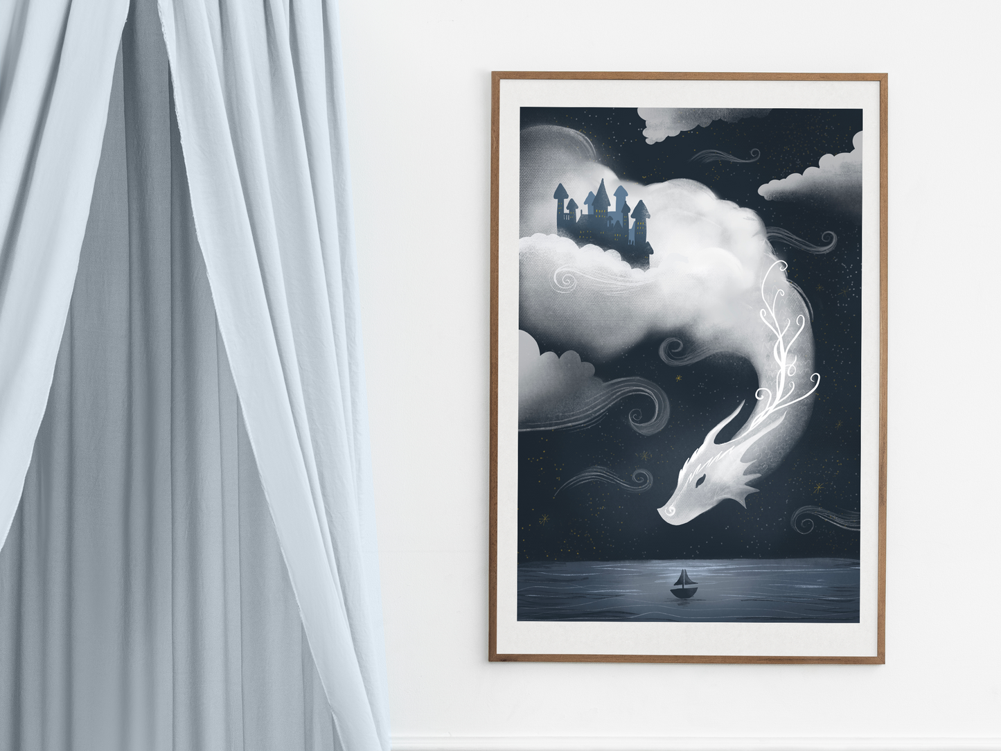 Stratos, the cloud dragon / Wall art with bedtime story